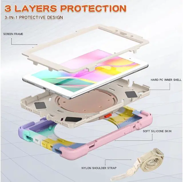 Alt view image 2 of 7 - BONAEVER For Samsung Galaxy Tab A 8.0 Case 2019 Rugged Shockproof Case with Hand Strap Stand and Carrying Shoulder Strap for Galaxy Tab A 8.0 2019 Model SM-T290 SM-T295 SM-T297