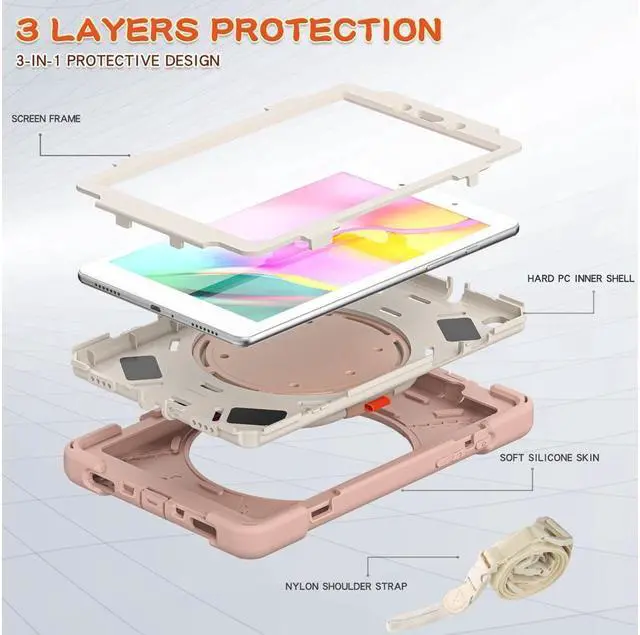 Alt view image 4 of 7 - BONAEVER For Samsung Galaxy Tab A 8.0 Case 2019 Rugged Shockproof Case with Hand Strap Stand and Carrying Shoulder Strap for Galaxy Tab A 8.0 2019 Model SM-T290 SM-T295 SM-T297