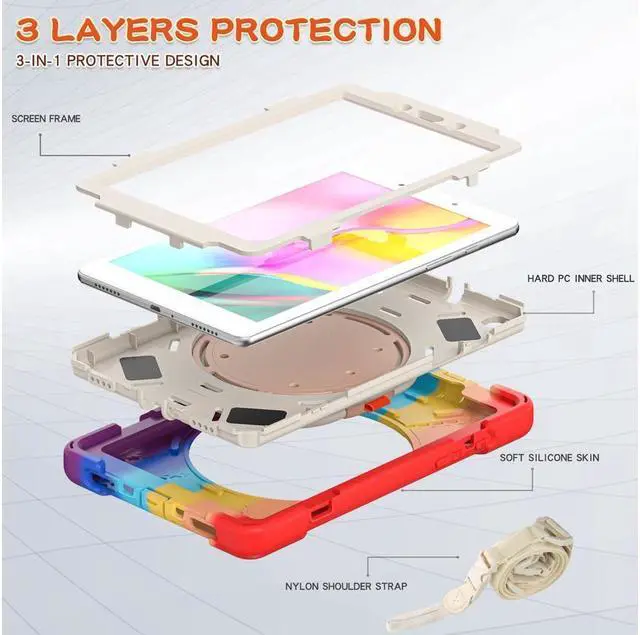 Alt view image 4 of 7 - BONAEVER For Samsung Galaxy Tab A 8.0 Case 2019 Rugged Shockproof Case with Hand Strap Stand and Carrying Shoulder Strap for Galaxy Tab A 8.0 2019 Model SM-T290 SM-T295 SM-T297