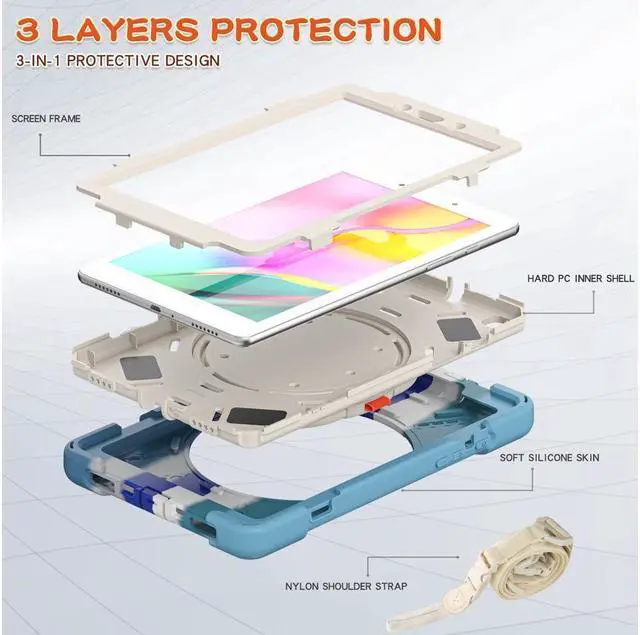 Alt view image 7 of 7 - BONAEVER For Samsung Galaxy Tab A 8.0 Case 2019 Rugged Shockproof Case with Hand Strap Stand and Carrying Shoulder Strap for Galaxy Tab A 8.0 2019 Model SM-T290 SM-T295 SM-T297