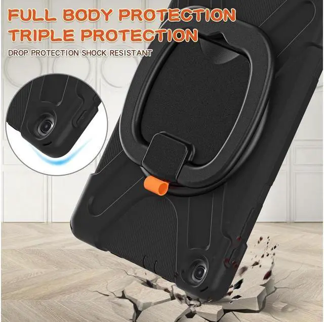 Alt view image 3 of 7 - BONAEVER For Samsung Galaxy Tab A 10.1 Case 2019 Model SM-T515 / SM-T510 / SM-T517 with Hand Strap Full-Body Rugged Protective Shockproof Cover with 360 Degree Rotatable Stand Shoulder Strap