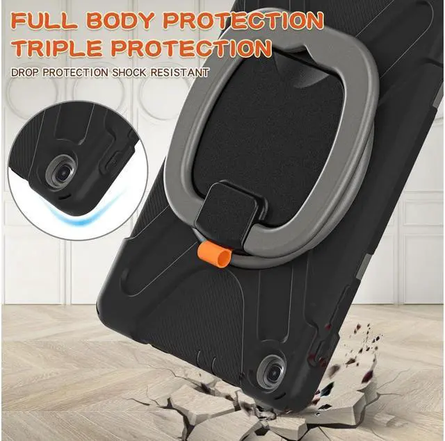Alt view image 4 of 7 - BONAEVER For Samsung Galaxy Tab A 10.1 Case 2019 Model SM-T515 / SM-T510 / SM-T517 with Hand Strap Full-Body Rugged Protective Shockproof Cover with 360 Degree Rotatable Stand Shoulder Strap