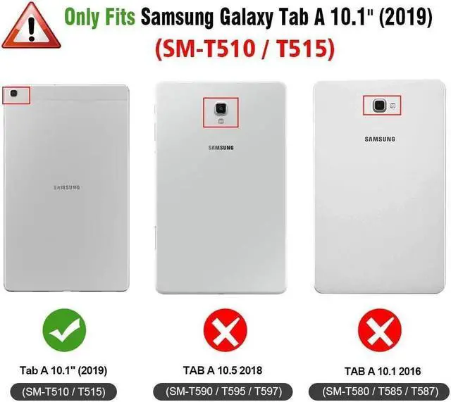 Alt view image 2 of 7 - BONAEVER For Samsung Galaxy Tab A 10.1 Case 2019 Model SM-T515 / SM-T510 / SM-T517 with Hand Strap Full-Body Rugged Protective Shockproof Cover with 360 Degree Rotatable Stand Shoulder Strap