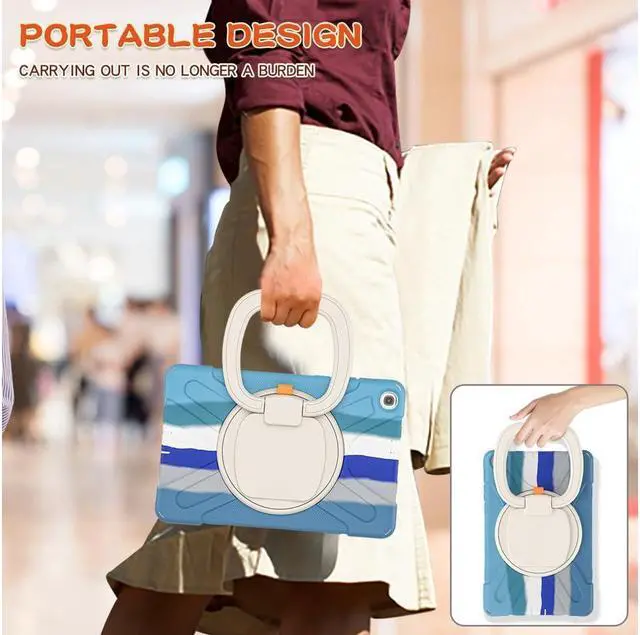 Alt view image 7 of 7 - BONAEVER For Samsung Galaxy Tab A 10.1 Case 2019 Model SM-T515 / SM-T510 / SM-T517 with Hand Strap Full-Body Rugged Protective Shockproof Cover with 360 Degree Rotatable Stand Shoulder Strap