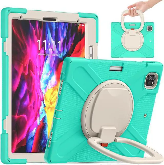 Main image of BONAEVER For iPad Pro 12.9 Case 2022 2021 6th 5th Generation Shockproof Cover with Pencil Holder Rotating Stand and Strap / Shoulder Strap