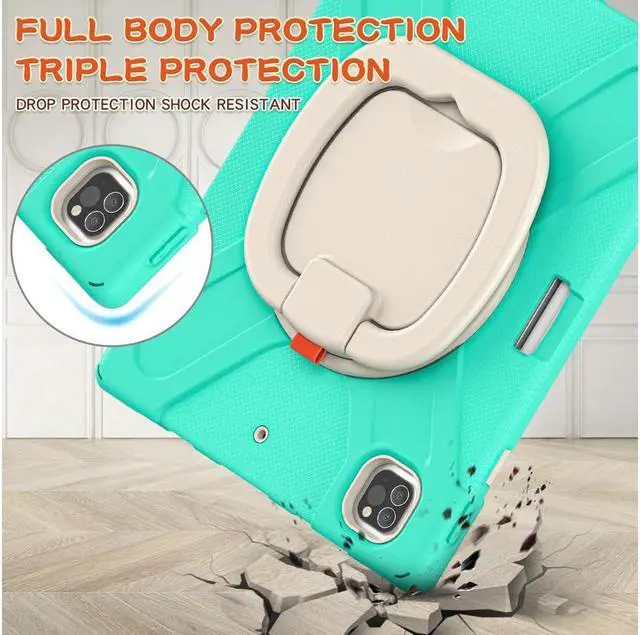 Alt view image 6 of 7 - BONAEVER For iPad Pro 12.9 Case 2022 2021 6th 5th Generation Shockproof Cover with Pencil Holder Rotating Stand and Strap / Shoulder Strap