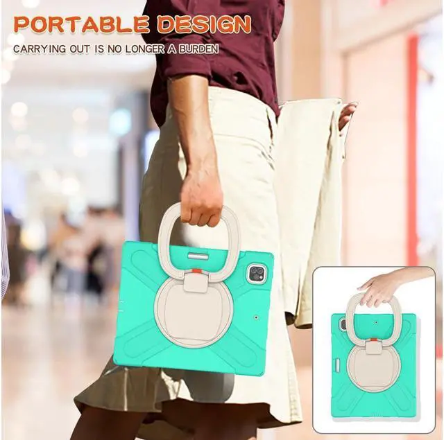 Alt view image 5 of 7 - BONAEVER For iPad Pro 12.9 Case 2022 2021 6th 5th Generation Shockproof Cover with Pencil Holder Rotating Stand and Strap / Shoulder Strap