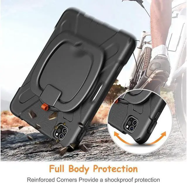 Alt view image 6 of 7 - BONAEVER Case for iPad Pro 11 inch 2022 2021 2020 2018/ iPad Air 4 / Air 5 10.9 Inch Shockproof Cover with Built-in Stand & Shoulder Strap & Pencil Holder