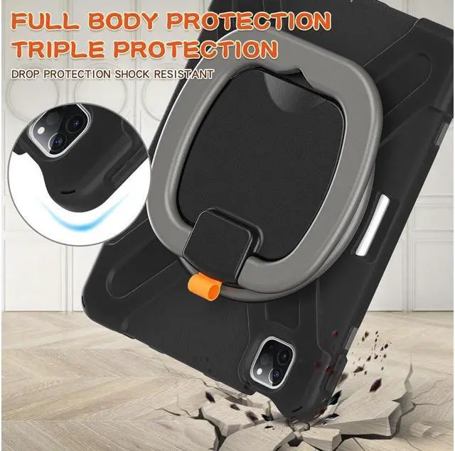 Alt view image 6 of 7 - BONAEVER Case for iPad Pro 11 inch 2022 2021 2020 2018/ iPad Air 4 / Air 5 10.9 Inch Shockproof Cover with Built-in Stand & Shoulder Strap & Pencil Holder