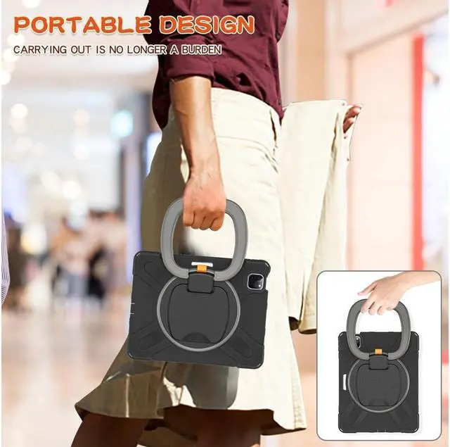 Alt view image 2 of 7 - BONAEVER Case for iPad Pro 11 inch 2022 2021 2020 2018/ iPad Air 4 / Air 5 10.9 Inch Shockproof Cover with Built-in Stand & Shoulder Strap & Pencil Holder