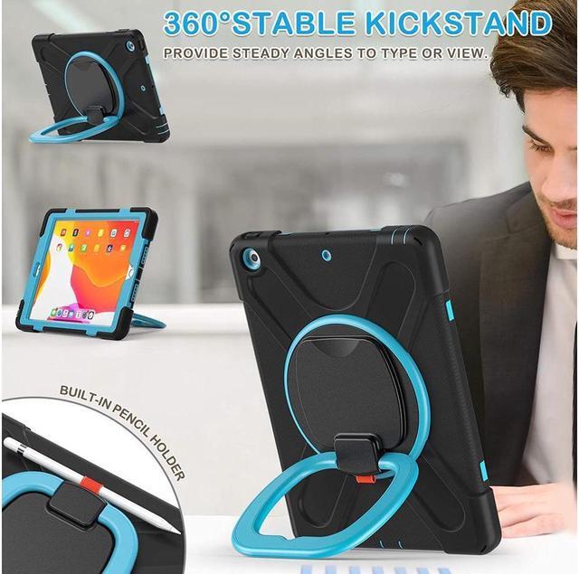 Alt view image 7 of 7 - BONAEVER For iPad 8th 7th Generation Case iPad 10.2 inch Case 2020 2019 Rugged Kids Cover with Rotating Stand /Pencil Holder/Carrying Strap