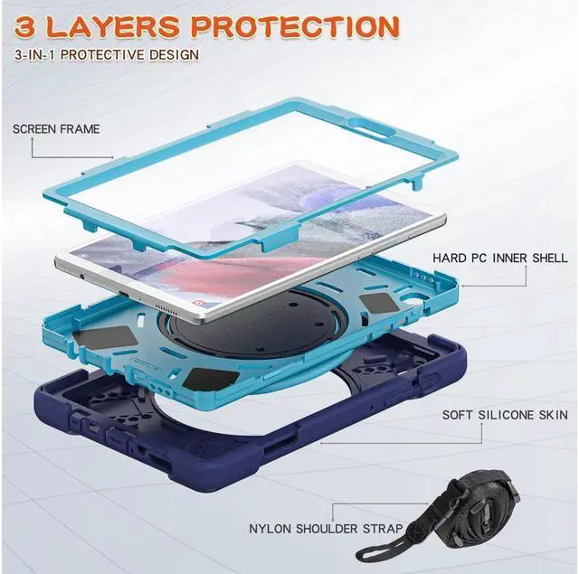 Alt view image 2 of 7 - BONAEVER For Samsung Galaxy Tab A7 Lite Case 2021 Rugged Silicone Case with Handle Grip Shoulder Strap Standable Stand and for Galaxy Tab A7 Lite 8.7 inch 2021 SM-T220/SM-T225/SM-T227