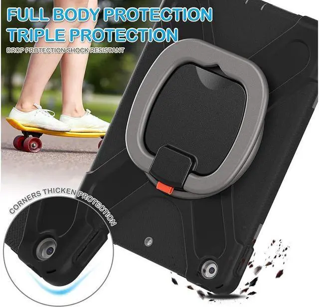 Alt view image 5 of 7 - BONAEVER For iPad 8th 7th Generation Case iPad 10.2 inch Case 2020 2019 Rugged Kids Cover with Rotating Stand /Pencil Holder/Carrying Strap