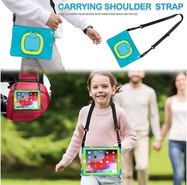 Alt view image 3 of 7 - BONAEVER For iPad 8th 7th Generation Case iPad 10.2 inch Case 2020 2019 Rugged Kids Cover with Rotating Stand /Pencil Holder/Carrying Strap
