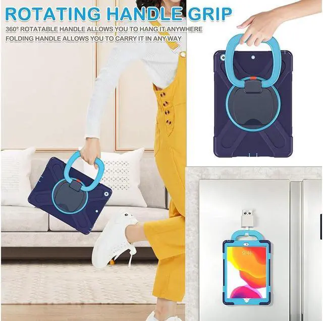 Alt view image 6 of 7 - BONAEVER For iPad 8th 7th Generation Case iPad 10.2 inch Case 2020 2019 Rugged Kids Cover with Rotating Stand /Pencil Holder/Carrying Strap