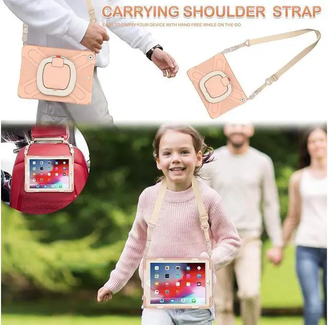 Alt view image 3 of 7 - BONAEVER For iPad 8th 7th Generation Case iPad 10.2 inch Case 2020 2019 Rugged Kids Cover with Rotating Stand /Pencil Holder/Carrying Strap
