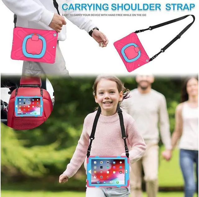Alt view image 4 of 7 - BONAEVER For iPad 8th 7th Generation Case iPad 10.2 inch Case 2020 2019 Rugged Kids Cover with Rotating Stand /Pencil Holder/Carrying Strap