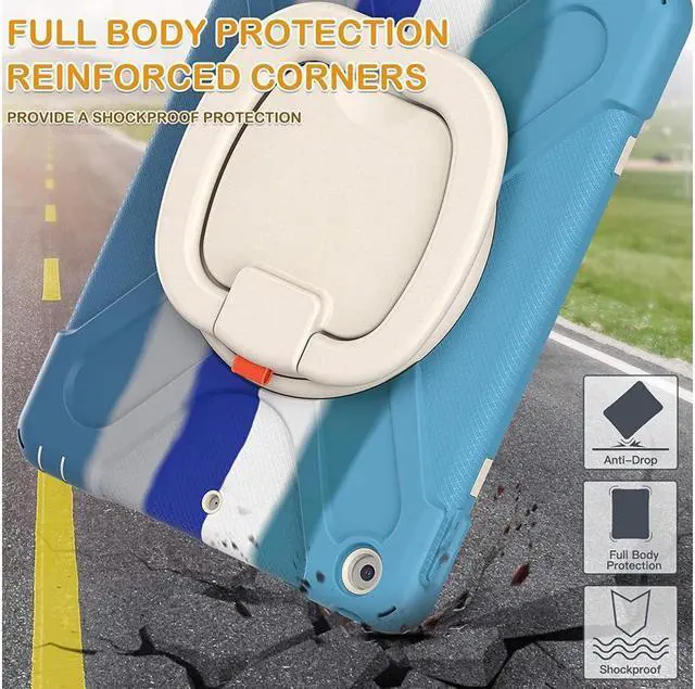 Alt view image 7 of 7 - BONAEVER For iPad 8th 7th Generation Case iPad 10.2 inch Case 2020 2019 Rugged Kids Cover with Rotating Stand /Pencil Holder/Carrying Strap