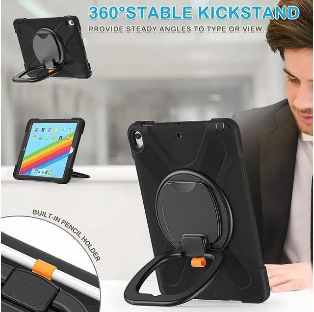 Alt view image 4 of 7 - BONAEVER For iPad Air 3 10.5 Case 2019 iPad Pro 10.5 Case 2017 for Kids- Shockproof Case Cover with Pencil Holder Rotating Stand Hand Strap Shoulder Strap for iPad Air 3rd Gen case 10.5
