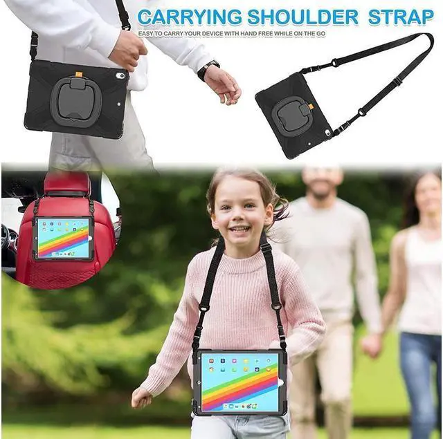 Alt view image 6 of 7 - BONAEVER For iPad Air 3 10.5 Case 2019 iPad Pro 10.5 Case 2017 for Kids- Shockproof Case Cover with Pencil Holder Rotating Stand Hand Strap Shoulder Strap for iPad Air 3rd Gen case 10.5