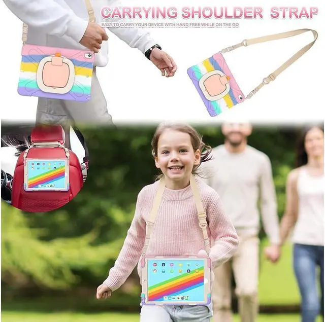 Alt view image 4 of 7 - BONAEVER For iPad Air 3 10.5 Case 2019 iPad Pro 10.5 Case 2017 for Kids- Shockproof Case Cover with Pencil Holder Rotating Stand Hand Strap Shoulder Strap for iPad Air 3rd Gen case 10.5