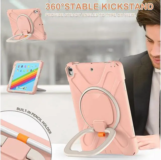 Alt view image 4 of 7 - BONAEVER For iPad Air 3 10.5 Case 2019 iPad Pro 10.5 Case 2017 for Kids- Shockproof Case Cover with Pencil Holder Rotating Stand Hand Strap Shoulder Strap for iPad Air 3rd Gen case 10.5