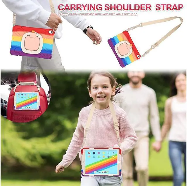 Alt view image 4 of 7 - BONAEVER For iPad Air 3 10.5 Case 2019 iPad Pro 10.5 Case 2017 for Kids- Shockproof Case Cover with Pencil Holder Rotating Stand Hand Strap Shoulder Strap for iPad Air 3rd Gen case 10.5