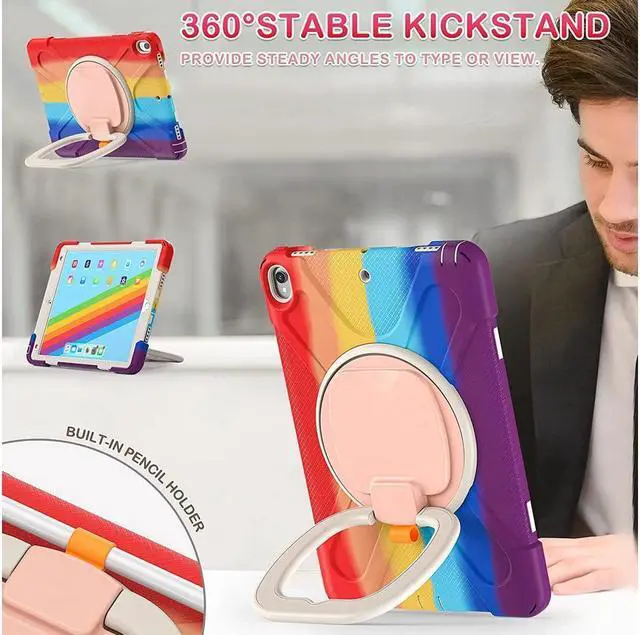 Alt view image 6 of 7 - BONAEVER For iPad Air 3 10.5 Case 2019 iPad Pro 10.5 Case 2017 for Kids- Shockproof Case Cover with Pencil Holder Rotating Stand Hand Strap Shoulder Strap for iPad Air 3rd Gen case 10.5