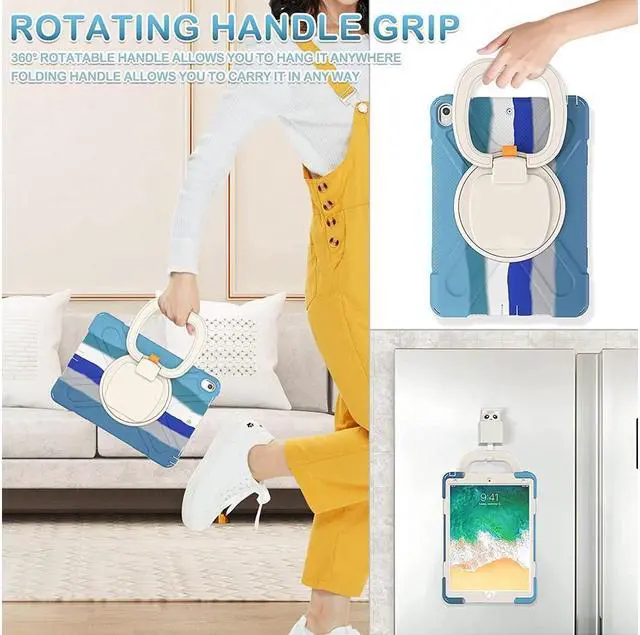 Alt view image 3 of 7 - BONAEVER For iPad Air 3 10.5 Case 2019 iPad Pro 10.5 Case 2017 for Kids- Shockproof Case Cover with Pencil Holder Rotating Stand Hand Strap Shoulder Strap for iPad Air 3rd Gen case 10.5