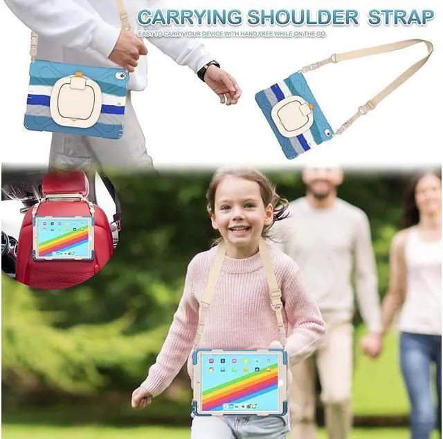 Alt view image 4 of 7 - BONAEVER For iPad Air 3 10.5 Case 2019 iPad Pro 10.5 Case 2017 for Kids- Shockproof Case Cover with Pencil Holder Rotating Stand Hand Strap Shoulder Strap for iPad Air 3rd Gen case 10.5