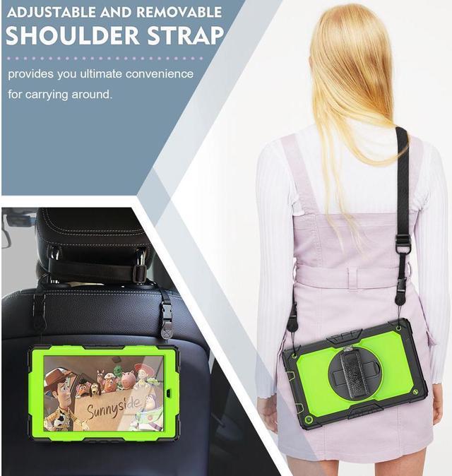 Alt view image 2 of 6 - BONAEVER For Amazon Kindle Fire HD 10 Case 2019 2018 2017 Release Shockproof Cover with Stand and Strap Shoulder Strap for Fire HD 10.1 Inch (9th/8th/7th Generation)