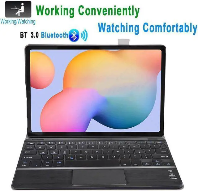 Alt view image 3 of 7 - BONAEVER Bluetooth Touchpad Keyboard Case for Samsung Galaxy Tab A8 10.5 2021 SM-X200 SM-X205 Wireless Detachabe Keyboard Cover with Pencil Holder