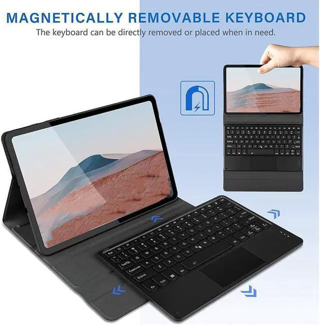 Alt view image 6 of 7 - BONAEVER Bluetooth Touchpad Keyboard Case for Samsung Galaxy Tab A8 10.5 2021 SM-X200 SM-X205 Wireless Detachabe Keyboard Cover with Pencil Holder