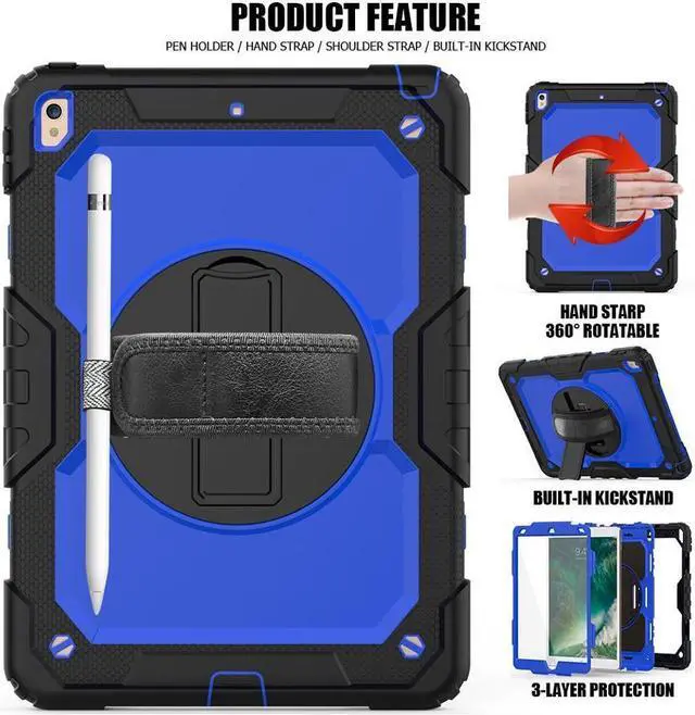 Alt view image 3 of 6 - BONAEVER For iPad Air 3 10.5 Case 2019 / iPad Pro 10.5 Case 2017 Rugged Shockproof Protective Cover Case with Rotating Stand and Shoulder Strap for iPad Air (3rd Gen) 10.5" 2019 / iPad Pro 10.5" 2017
