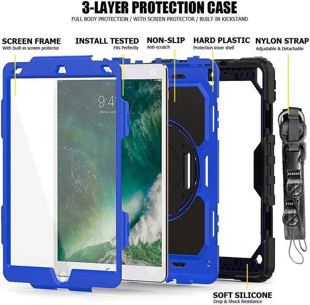 Alt view image 5 of 6 - BONAEVER For iPad Air 3 10.5 Case 2019 / iPad Pro 10.5 Case 2017 Rugged Shockproof Protective Cover Case with Rotating Stand and Shoulder Strap for iPad Air (3rd Gen) 10.5" 2019 / iPad Pro 10.5" 2017