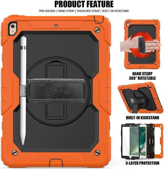 Alt view image 3 of 5 - BONAEVER For iPad Air 3 10.5 Case 2019 / iPad Pro 10.5 Case 2017 Rugged Shockproof Protective Cover Case with Rotating Stand and Shoulder Strap for iPad Air (3rd Gen) 10.5" 2019 / iPad Pro 10.5" 2017