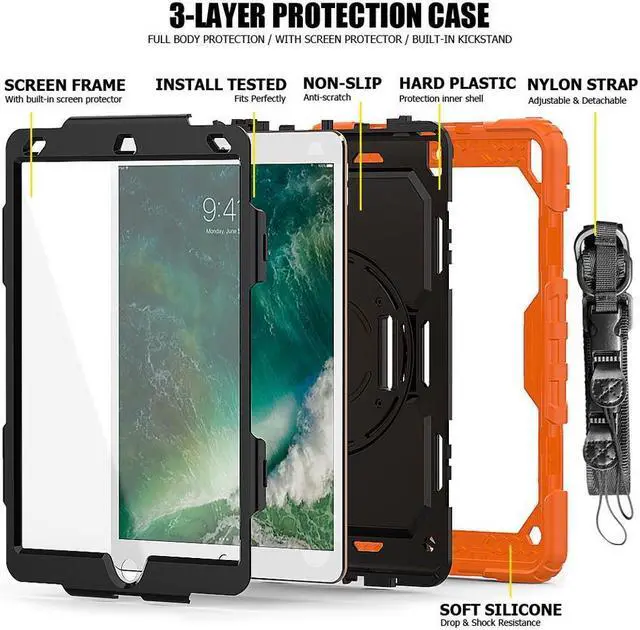 Alt view image 5 of 5 - BONAEVER For iPad Air 3 10.5 Case 2019 / iPad Pro 10.5 Case 2017 Rugged Shockproof Protective Cover Case with Rotating Stand and Shoulder Strap for iPad Air (3rd Gen) 10.5" 2019 / iPad Pro 10.5" 2017