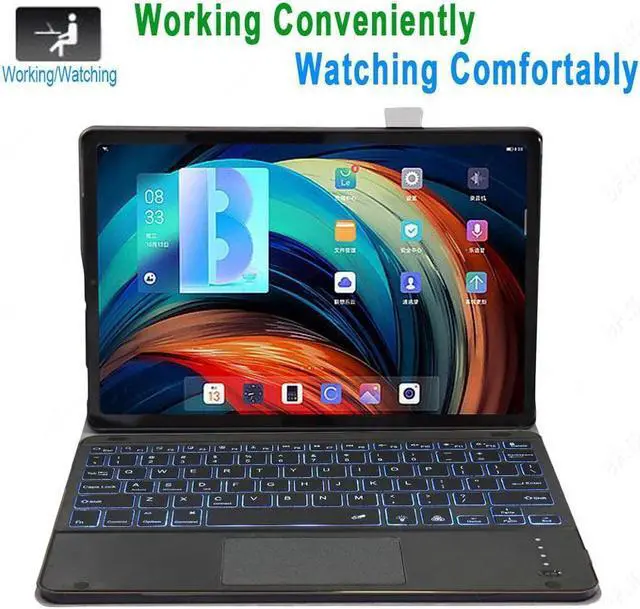 Alt view image 4 of 6 - BONAEVER Bluetooth Touchpad Keyboard Case for Lenovo Tab P12 Pro / Xiaoxin Pad Pro 12.6 2021 Wireless Detachabe Keyboard Cover with 7 Color Backlights Pencil Holder