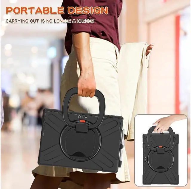 Alt view image 6 of 7 - BONAEVER Surface Pro 7 Plus / Pro 7 / Pro 6 / Pro 5 / Pro 4 / Pro LTE Case Protective Case 360 Degree Rotatable Heavy- Cover with Hand Strap Shoulder Belt Stand and