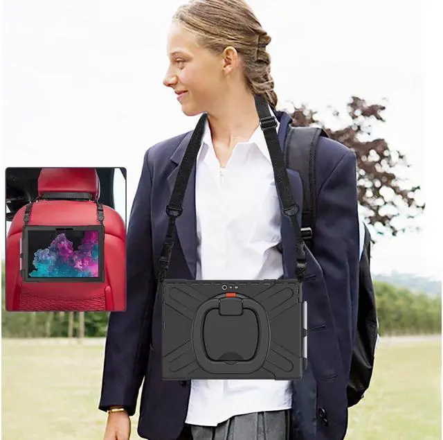 Alt view image 5 of 7 - BONAEVER Surface Pro 7 Plus / Pro 7 / Pro 6 / Pro 5 / Pro 4 / Pro LTE Case Protective Case 360 Degree Rotatable Heavy- Cover with Hand Strap Shoulder Belt Stand and