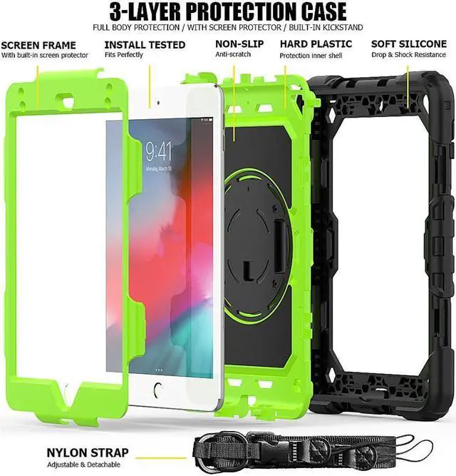 Alt view image 3 of 5 - BONAEVER For iPad Mini 5 Case iPad Mini 4 Case Shockproof Stand Standurdy Protective Mini Cover with Screen Protector Pencil Holder Handle Strap for 7.9 iPad Mini 5th Gen / Mini 4th Generation