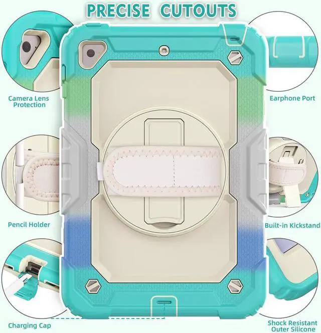 Alt view image 6 of 6 - BONAEVER For iPad Mini 5 Case iPad Mini 4 Case Shockproof Stand Standurdy Protective Mini Cover with Screen Protector Pencil Holder Handle Strap for 7.9 iPad Mini 5th Gen / Mini 4th Generation