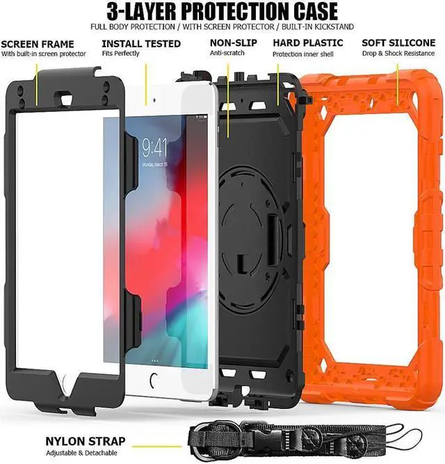 Alt view image 5 of 5 - BONAEVER For iPad Mini 5 Case iPad Mini 4 Case Shockproof Stand Standurdy Protective Mini Cover with Screen Protector Pencil Holder Handle Strap for 7.9 iPad Mini 5th Gen / Mini 4th Generation