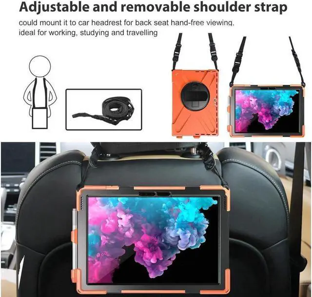 Alt view image 2 of 7 - BONAEVER Surface Pro 7 Plus / Pro 7 / Pro 6 / Pro 5 / Pro 4 / Pro LTE Case Protective Case 360 Degree Rotatable Heavy- Cover with Hand Strap Shoulder Belt Stand and
