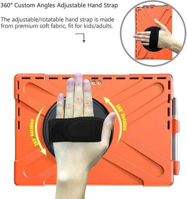 Alt view image 3 of 7 - BONAEVER Surface Pro 7 Plus / Pro 7 / Pro 6 / Pro 5 / Pro 4 / Pro LTE Case Protective Case 360 Degree Rotatable Heavy- Cover with Hand Strap Shoulder Belt Stand and