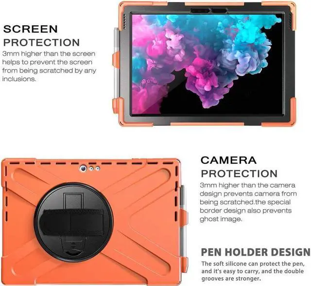 Alt view image 5 of 7 - BONAEVER Surface Pro 7 Plus / Pro 7 / Pro 6 / Pro 5 / Pro 4 / Pro LTE Case Protective Case 360 Degree Rotatable Heavy- Cover with Hand Strap Shoulder Belt Stand and