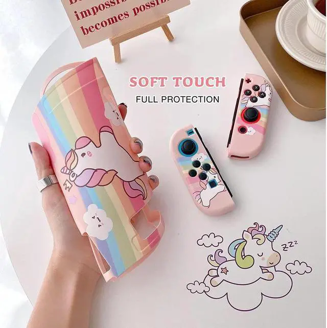 Alt view image 6 of 7 - BONAEVER Unicorn Hard Carrying Case for Nintendo Switch- Pink Portable Travel Case with Soft TPU Protective Case Cover Compatible with Nintendo Switch for Girls