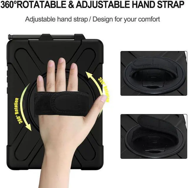 Alt view image 3 of 7 - BONAEVER For Samsung Tab Active Pro 10.1 2019 Case with Pencil Holder / Rotatable Stand / Hand Strap Shoulder Belt Shockproof Cover for Samsung Tab Active Pro 10.1 inch 2019 Model SM-T547 T540 T545