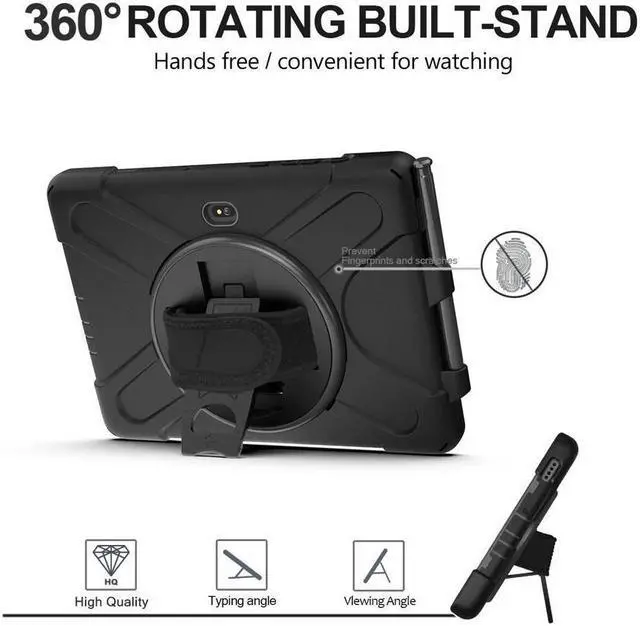 Alt view image 2 of 7 - BONAEVER For Samsung Tab Active Pro 10.1 2019 Case with Pencil Holder / Rotatable Stand / Hand Strap Shoulder Belt Shockproof Cover for Samsung Tab Active Pro 10.1 inch 2019 Model SM-T547 T540 T545