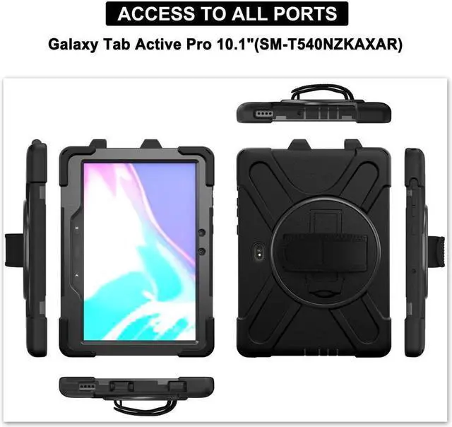 Alt view image 6 of 7 - BONAEVER For Samsung Tab Active Pro 10.1 2019 Case with Pencil Holder / Rotatable Stand / Hand Strap Shoulder Belt Shockproof Cover for Samsung Tab Active Pro 10.1 inch 2019 Model SM-T547 T540 T545